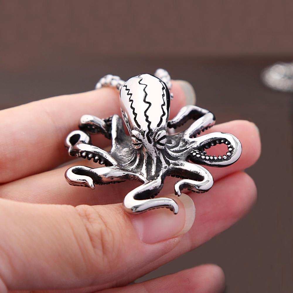 Punk High Quality Octopus Pendant Necklaces Stainless Steel Biker Hip Hop Animal Necklace For Men Creative Jewelry Gifts