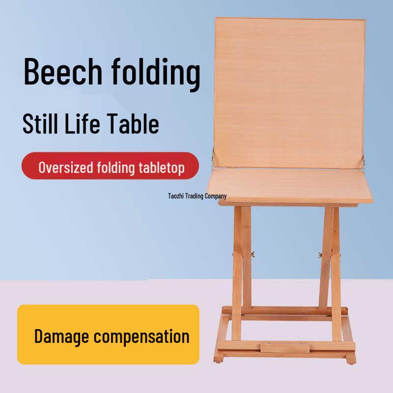 Foldable Solid Wood Sketching Table for Still Life and Drawing Pine Wood Still Life Table 60x60 cm