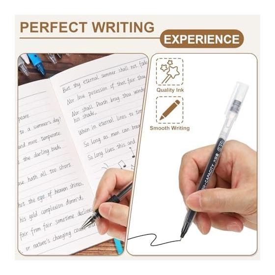 PATIKIL 0.35mm Gel Pens, 12 Pack Black Ink, Retractable Rollerball Fine Point Smooth Writing Quick Dry Large Capacity Ink for Home Office Business