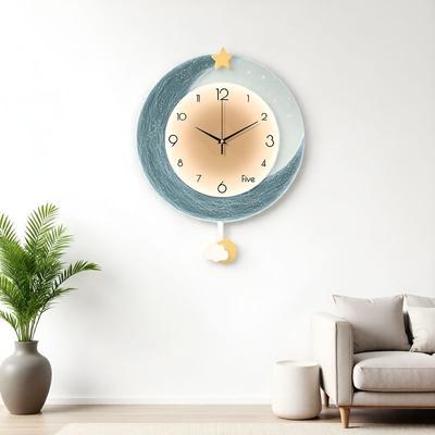 Mond Uhr Wanduhr Wohnzimmer Wanddekoration Kreative Uhr Wandbild Kostenloses Stanzen Stille Pendeluhr