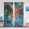 Spring Flower Colorful Floral Butterfly Translucent Curtain for Living Area Voile Window Blinds Bedchamber Tulle Drape Kitchen Area Window Drapes