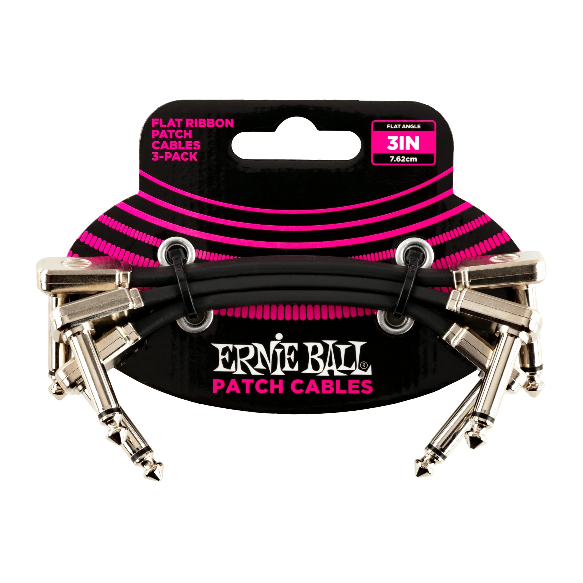 

[Authentic] Ernie Ball 6220 Flat Ribbon Patch Cables, 3-Pack, 3-Inch (7.6cm)