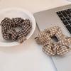Brown Color Lattice Scrunchies Women Girls Fashion Hair Accessories College Student Elastic Hair Bands Cartoon Ponytail Holder
