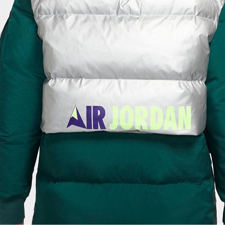 Jordan Mid-Length Colorblock Hooded Down Jacket Women Outerwear Green CV2561-300