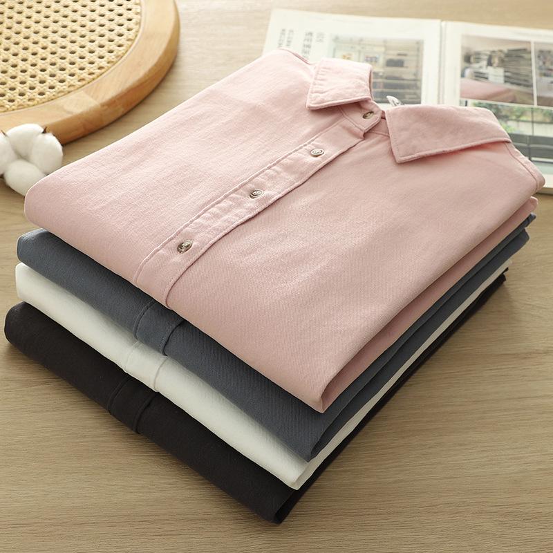 Japanese Style Long Sleeve Brushed Cotton Women's Shirt
