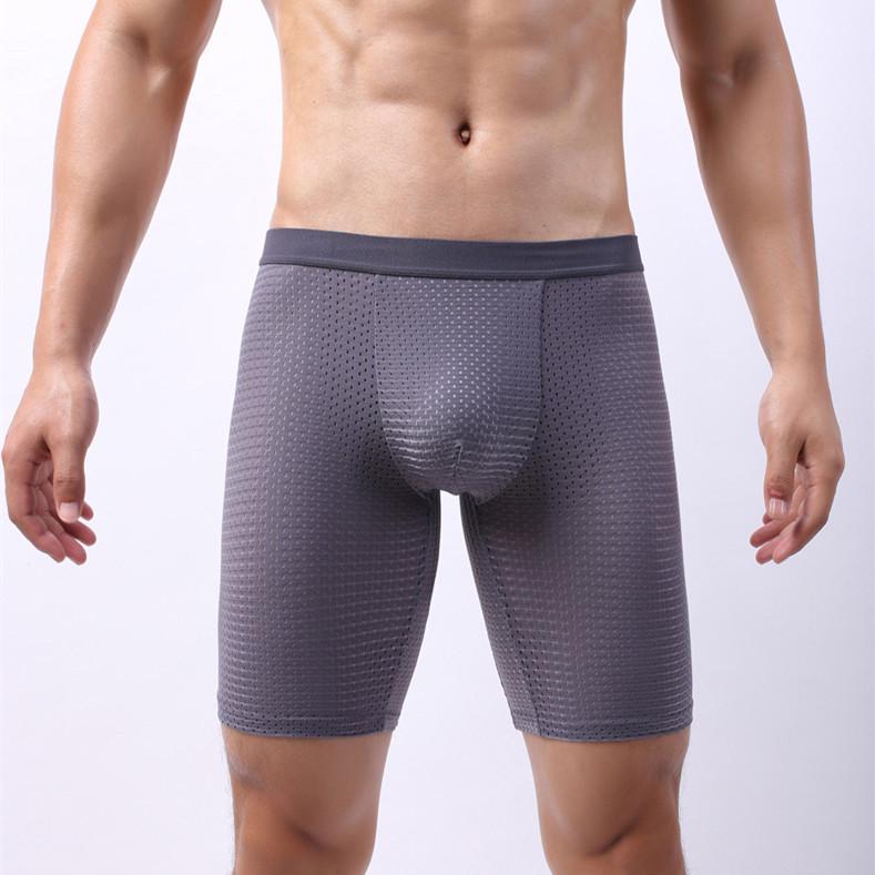 Men's Plus Size Ice Silk Mesh Sports Underwear: Summer Anti-Chafing Running Briefs with Extended Four-Corner Design