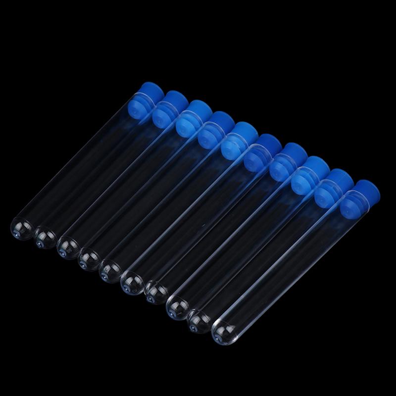 10Pcs Plastic Test Tubes Vials With Caps & Pipe Rack Holder Stand 40/50 Holes