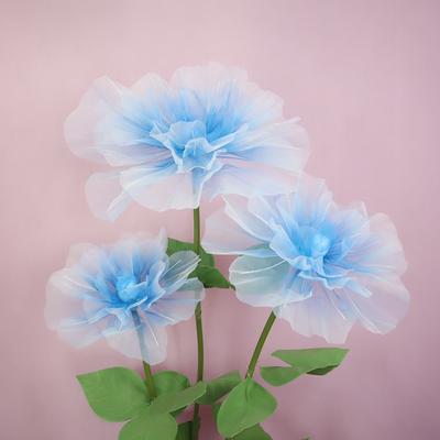 40/50/60cm Flores Artificiales de Rosa Flor Grande Cabeza de Flor Gigante Flores Falsas de Gasa Exhibición de Suelo Pétalos Esponjosos Flor de Hilo Exterior