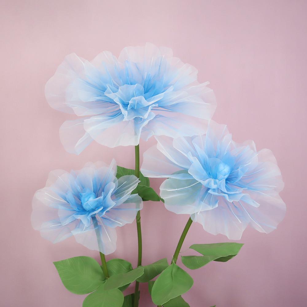 40cm Artificial Rose Blossoms 3D Fluffy Petals Giant Gauze Large Flower Head Simulated Rose Wedding Landscaping Shooting Props