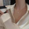 18K Gold Round Bead Clavicle Necklace - Elegant, Fine Chain, Simple Design