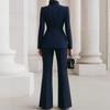 2026 Euro-Amerikanisches Damen Langarm Unifarben Ein-Knopf Blazer & Hosen Set