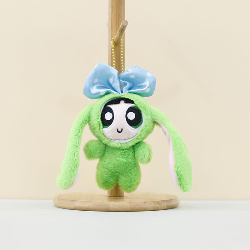 

Adorable Plush Rabbit Keychain With Soft Short Fur And Cute Police Bunny Design Green Bunny