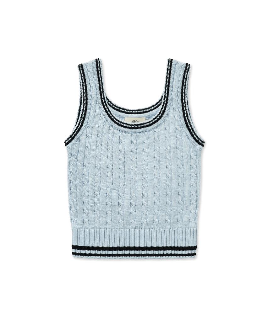 YALE Cable Knit Sleeveless_Blue Gray