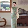 Green sleeveless national style new Chinese daily Suzhou long cheongsam improved young 1011 new women's high sense