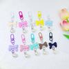 Plastic Acrylic Shimmering Bowknot Pearls Phone Charm Short Pendant Cellphone Detailing Jewelry Lanyard Strap Decoration