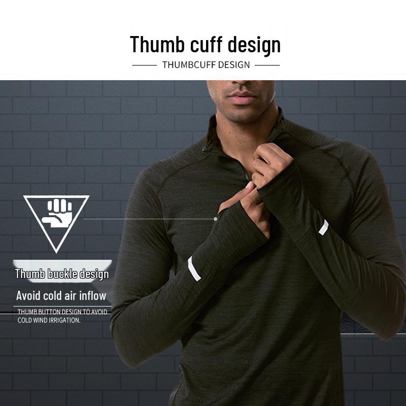 Men's Quick-Dry Long Sleeve Running T-Shirt for Autumn/Winter, Loose Fit Sportswear for Outdoor Basketball and Fitness Training