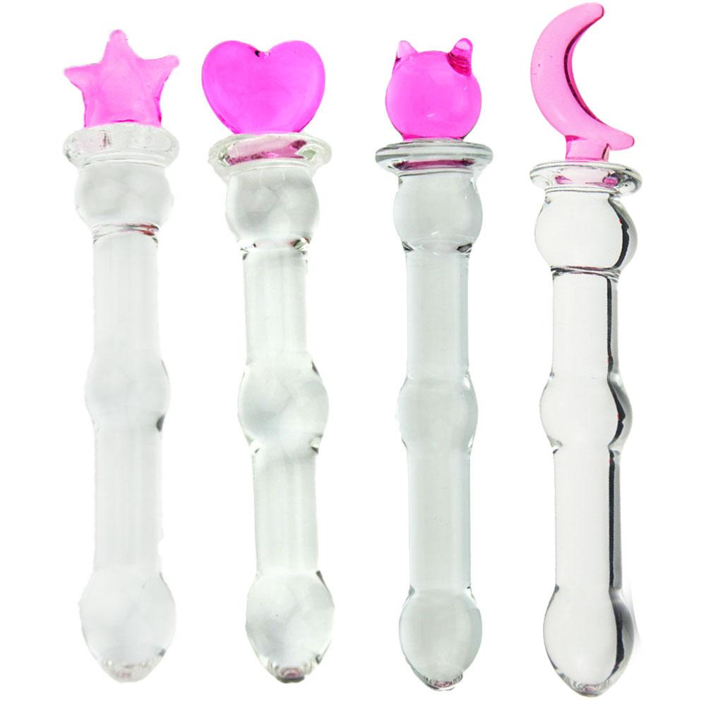 Pink Heart Glass Butt Plug Wand Sensual Sex Toy Explore Ass Play Vagina Women Man Stimulate Orgasmic Lesbian BackDoor Love Game