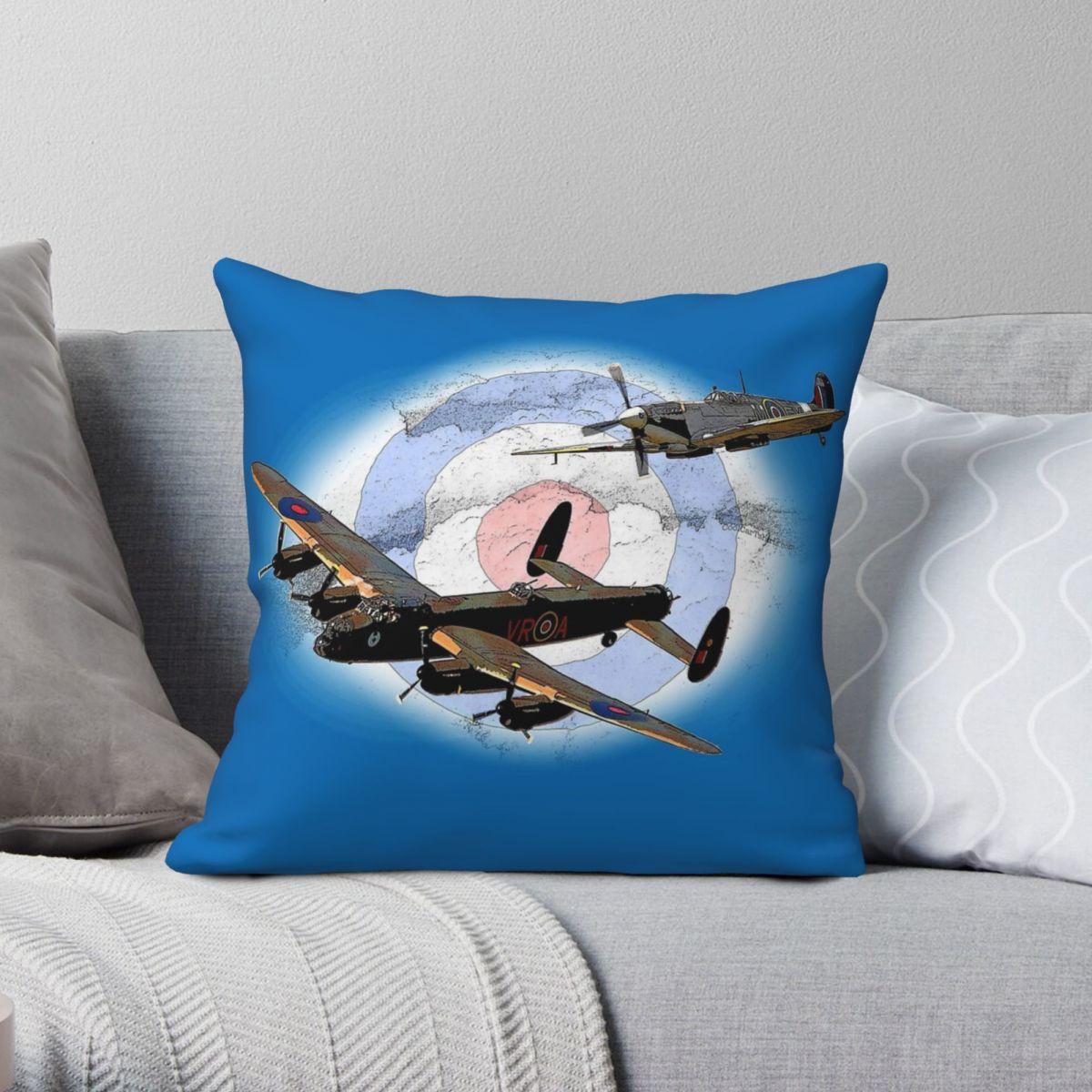 Green Harvest Unisex Spitfire And Lancaster Aircraft Square Pillowcase Polyester Linen Velvet Pattern Zip Decor Throw Pillow Case Home Cushion Case