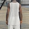 INCERUN Summer Men Sleeveless Lace See Through Mesh Sheer Loose Tank Tops