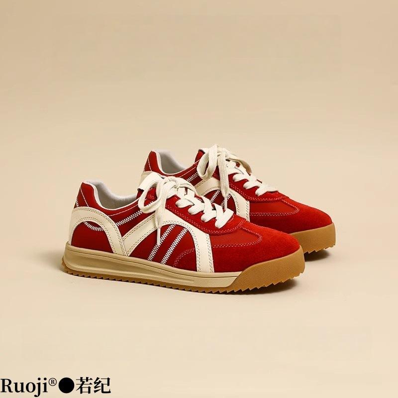 Leather Casual Sports Yellow Platform American Retro Color Matching Light Running Mountaineering Forrest Gump Training Board Shoes Women's