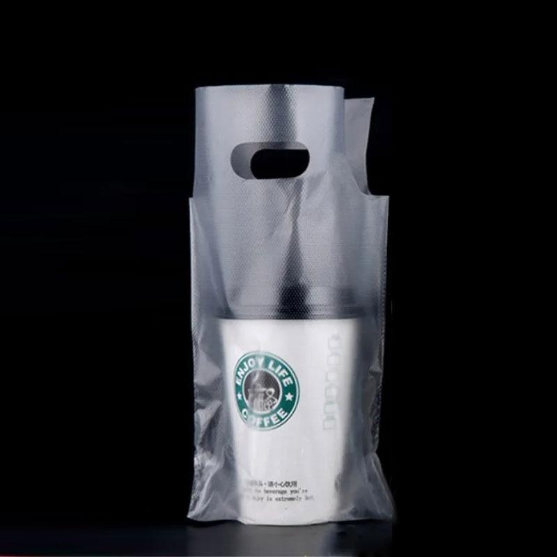 

Прозрачные пакеты с ручкой для сока, большая сумка для кофе, белая прозрачная упаковка, карман, одинарная двойная чашка, пластиковые пакеты, сумка для кока-колы, чая, напитков 1-cup 500ml