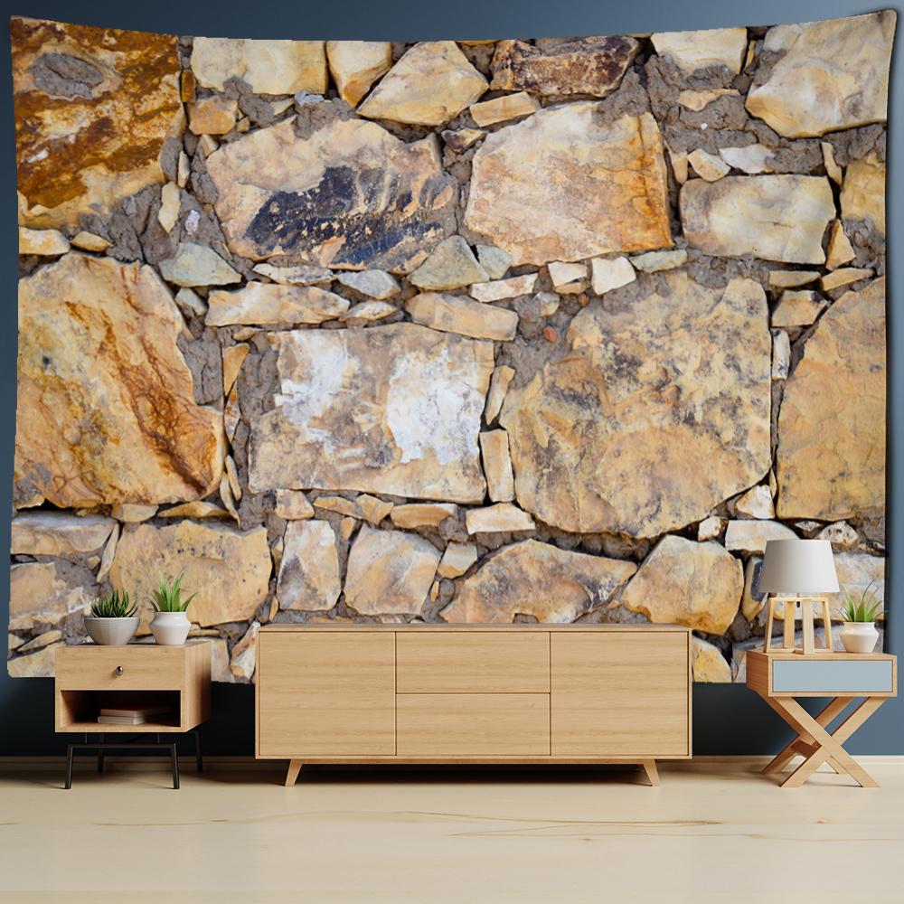 3D Colorful Stone and Wood Grain Wall Hanging Tapestry - Psychedelic Hippie Background Decor Cloth