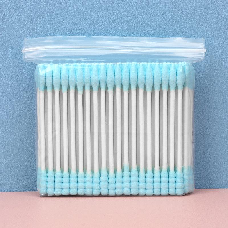 

Bagged Colored Double-Ended Cotton Swabs: 100 Pcs for Makeup and Cleaning 100 pcs/bag синій