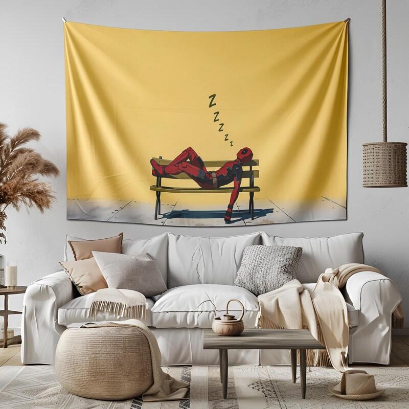 Deadpool tapestry superhero wall art funny 75x100 чёрный