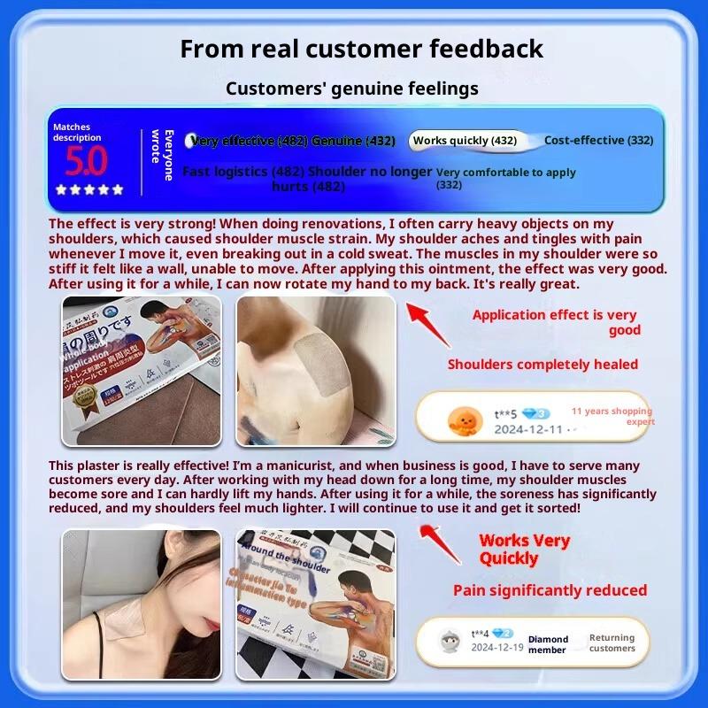 Specialized Patch for Shoulder Pain & Frozen Shoulder - Natural Herbal Formula, Suitable for Sensitive Skin, 12 Patches Per Box