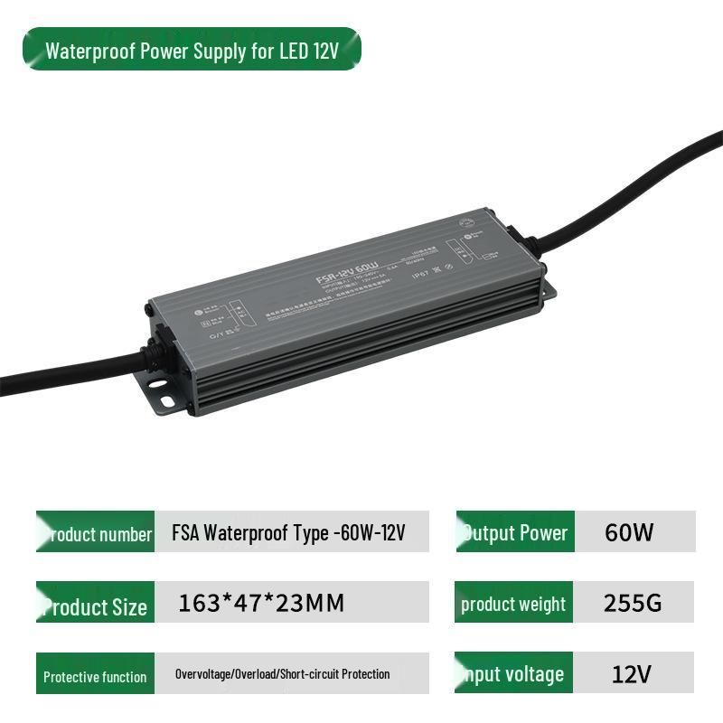 LED Waterproof Power Supply 12V Switchable Outdoor Transformer for LED Strips