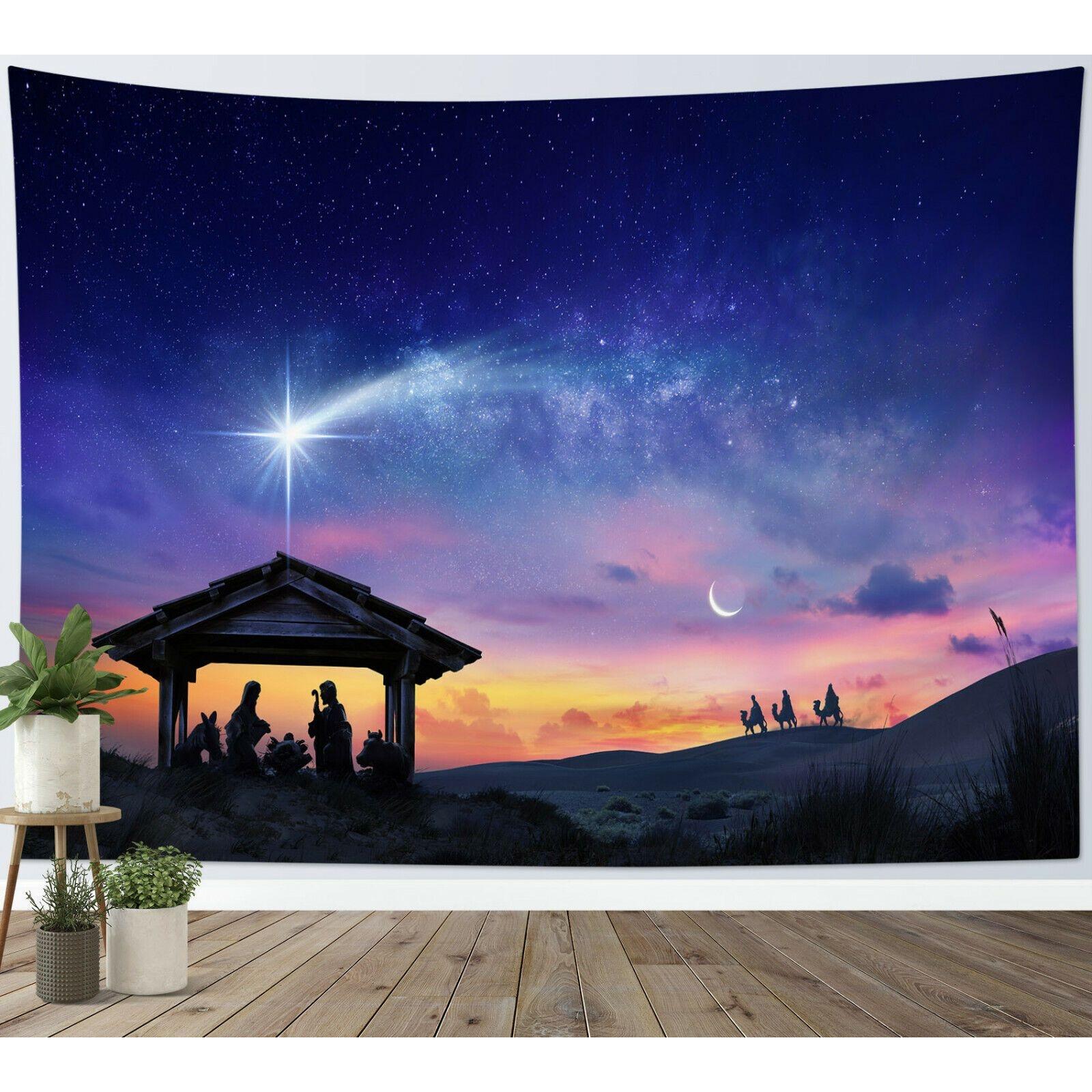 Tapestry nativity scene Jesus Christ 75x100