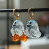 Charming Halloween Ghost Pumpkin Hoop Earrings Cute Rabbit Pumpkin Resin Drop Earrings Halloween Jewelry For Women