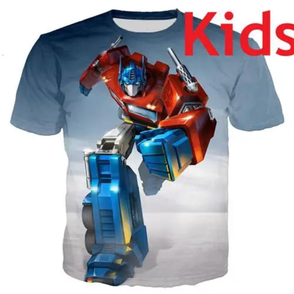 Kids Summer Transformation Robot 3d Print Boys T-shirts Kids Autobots Tees Children Summer Short Tops