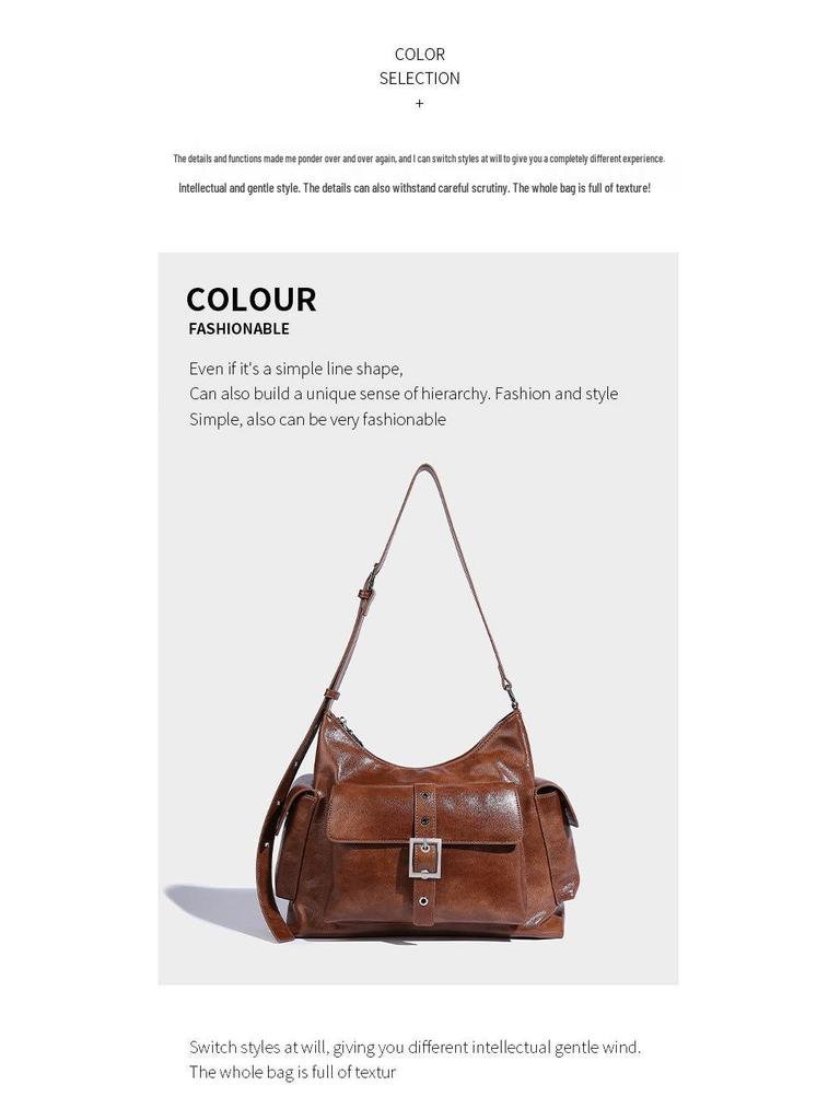 Autumn/Winter 2024 Retro Biker Pocket Bag: High-Capacity, Chic Crossbody for Fashionable Commuters