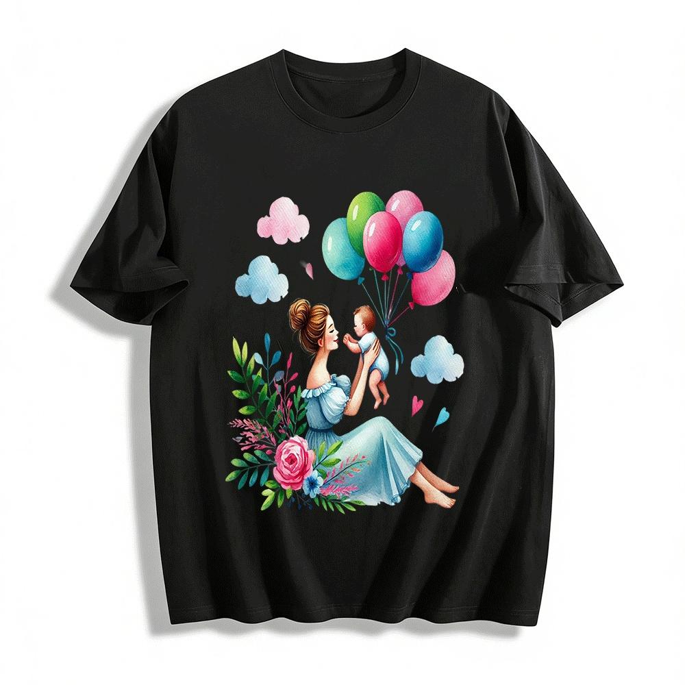 Mom And Baby Warm Interaction Printed Casual Family Top Pure cotton T-shirt XXS