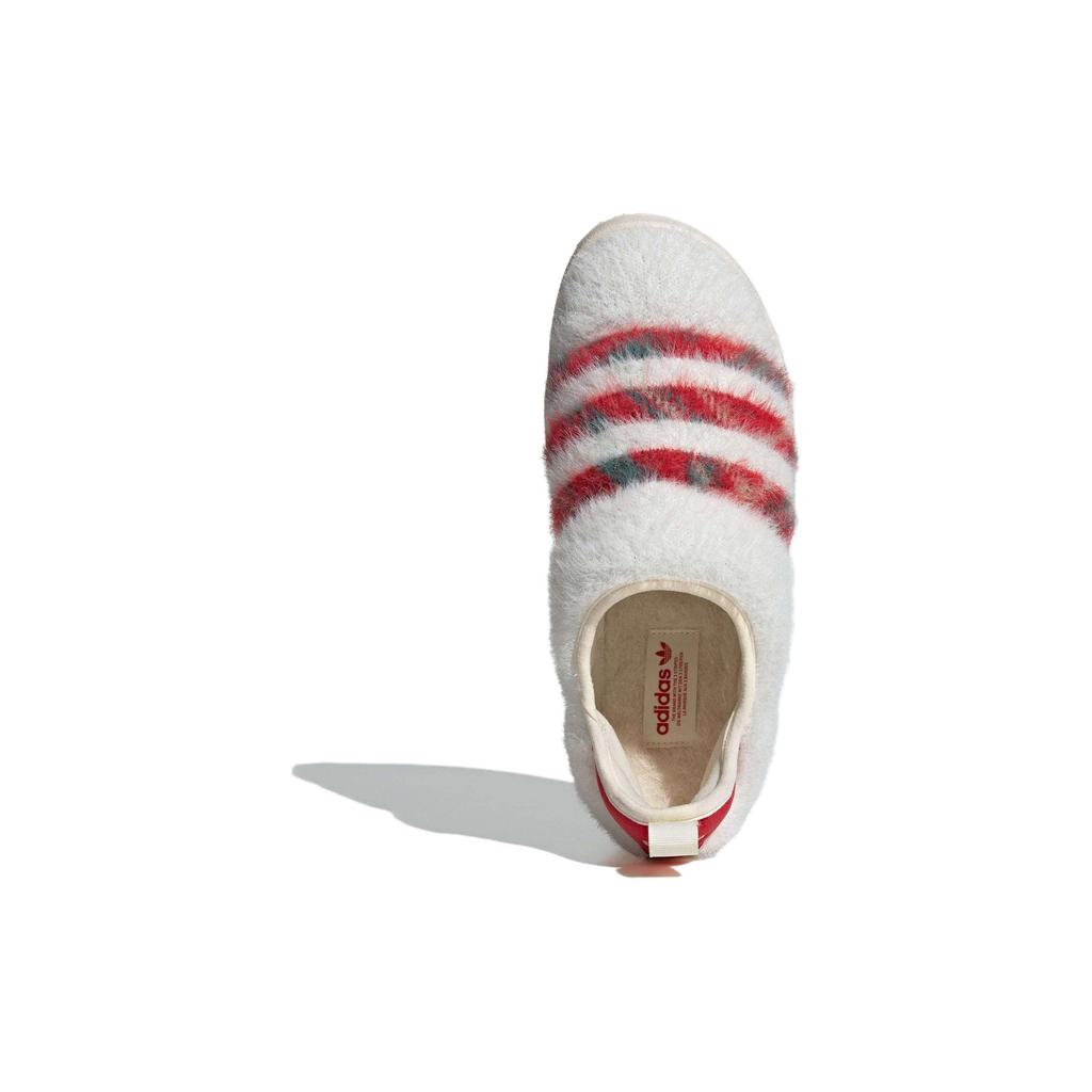 Adidas Originals Puffylette Stoff Synthetikleder Runde Zehenpartie Slipper Warm Wasserdicht Low-Top Freizeitschuhe Unisex Freizeitschuhe Weiß Rot ID6141
