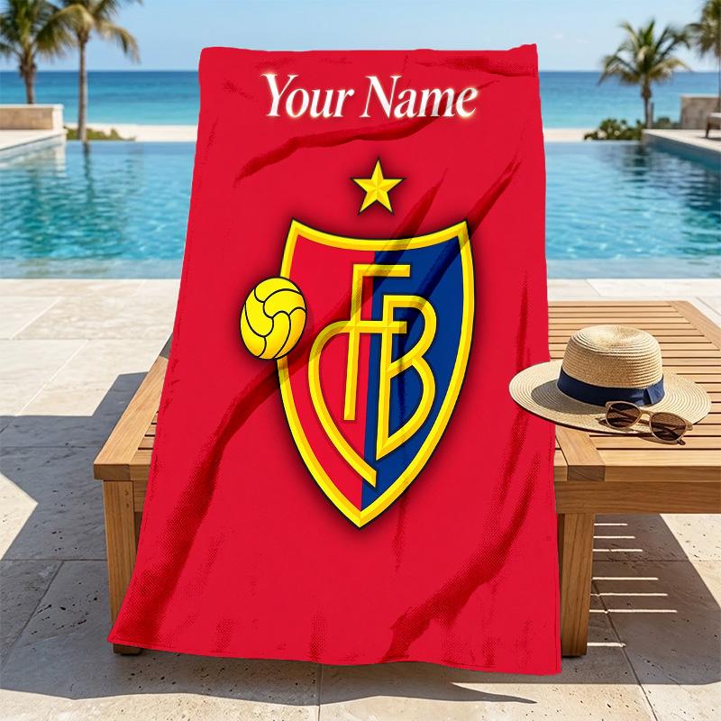 Custom Name Soccer Crest Stylish Digital Printing Beach Towel Quick‑Drying Absorbent Blanket for Beach Pool Gym Travel