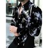 Men's Printed Long Sleeve Button Down Shirts Turn Collar Nightclub Casual Camisas Hombre Plus Size Streetwear Fashion Top