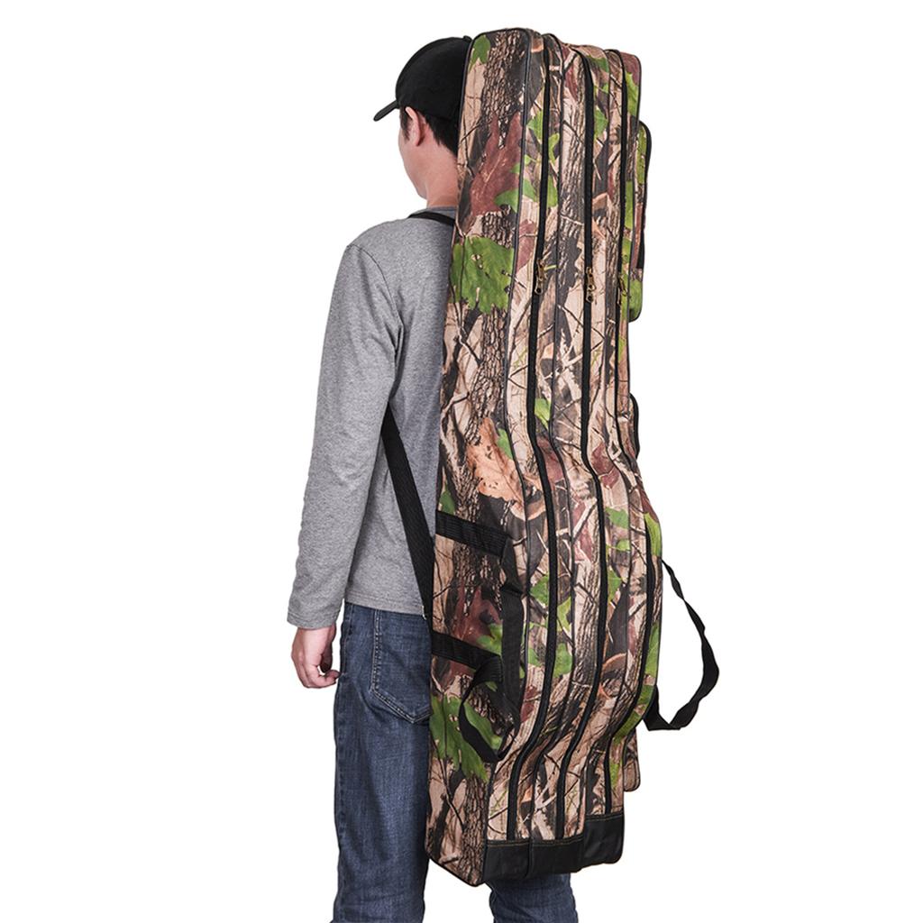Doorslay 3 Layers Fishing Bag Portable Folding Fishing Rod Reel Bag Fishing Tackle Carry Bag Case Travel Storage Bag
