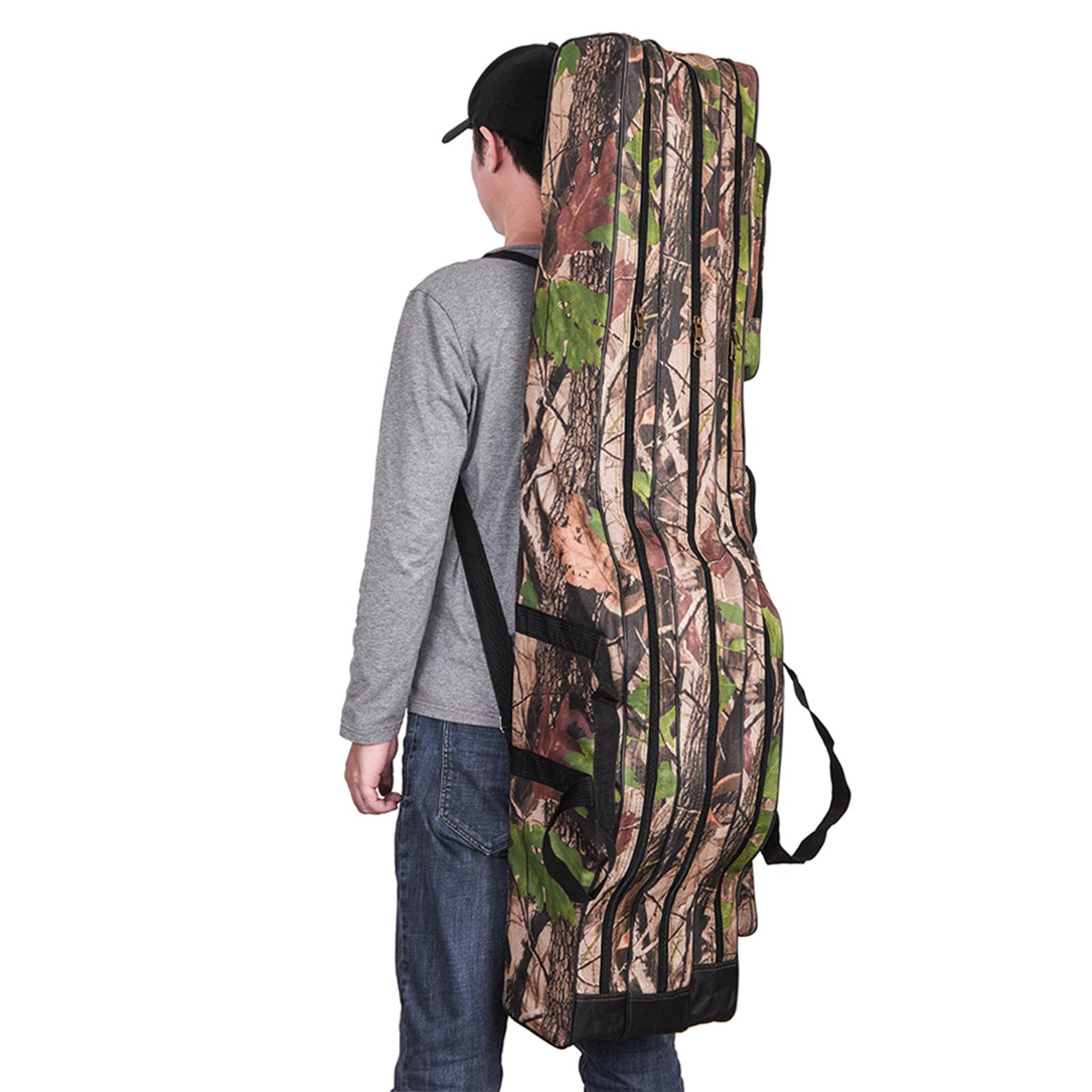 

Doorslay 3 Layers Fishing Bag Portable Folding Fishing Rod Reel Bag Fishing Tackle Carry Bag Case Travel Storage Bag 120cm/3.9ft