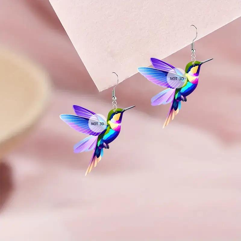 Fashionable and Colorful Hummingbird Design Earrings