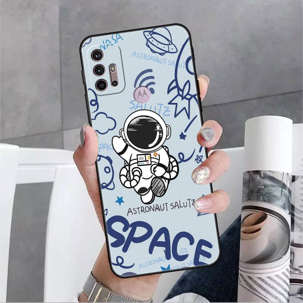 Hülle für Motorola G30 G60 G9 Play One Fusion Plus Edge 20 G8 Power Lite G22 G50 G200 G51 G71 Telefonabdeckung Space Cool Astronaut