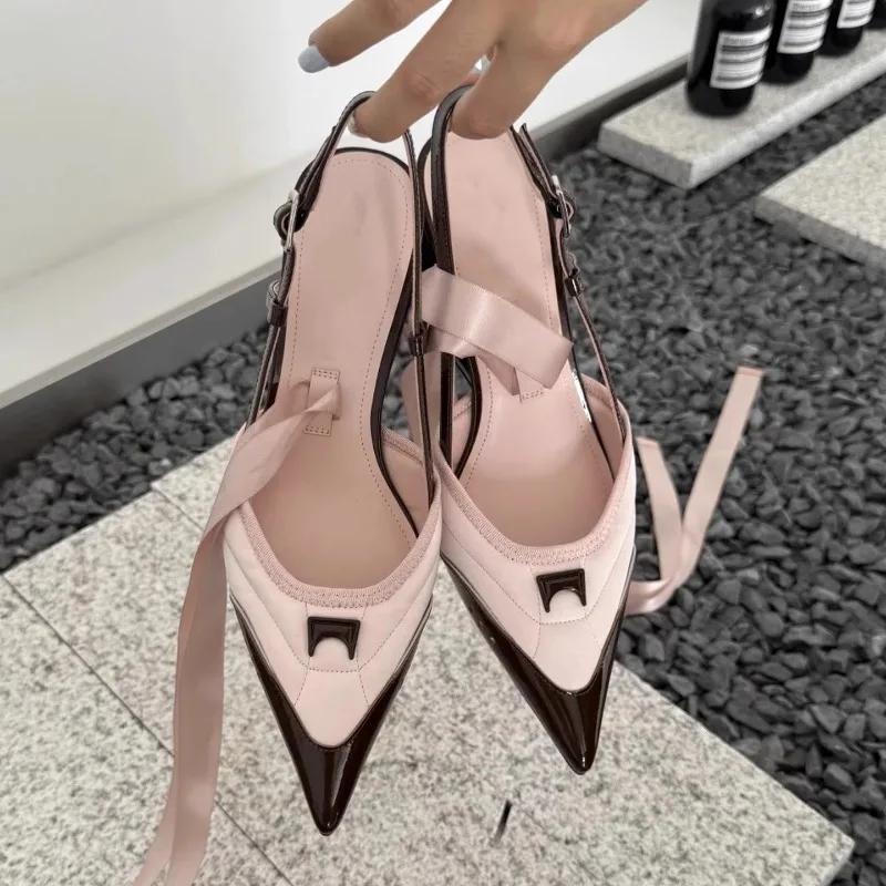 Fashion Mary Jane Bow Knot Slip On Strange Heel Sexy Lady Pumps 2025 New Pointed Toe All-Match Casual Shoes Sport Sneaker High Heels