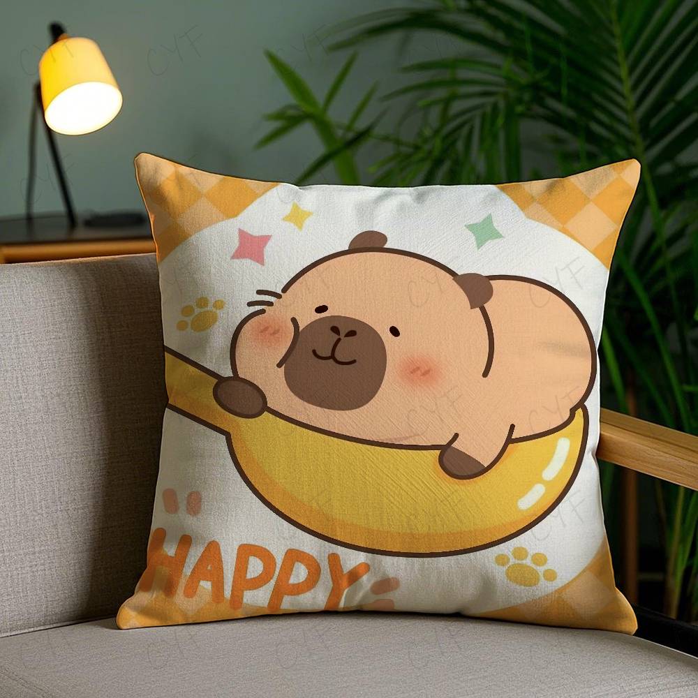 Niedlicher Cartoon Capybara Kissenbezug Sicheres Kissen mit individuellem Foto, Farbechter Kissenbezug aus gebürstetem Fleece, Sicher für Mütter und Babys.