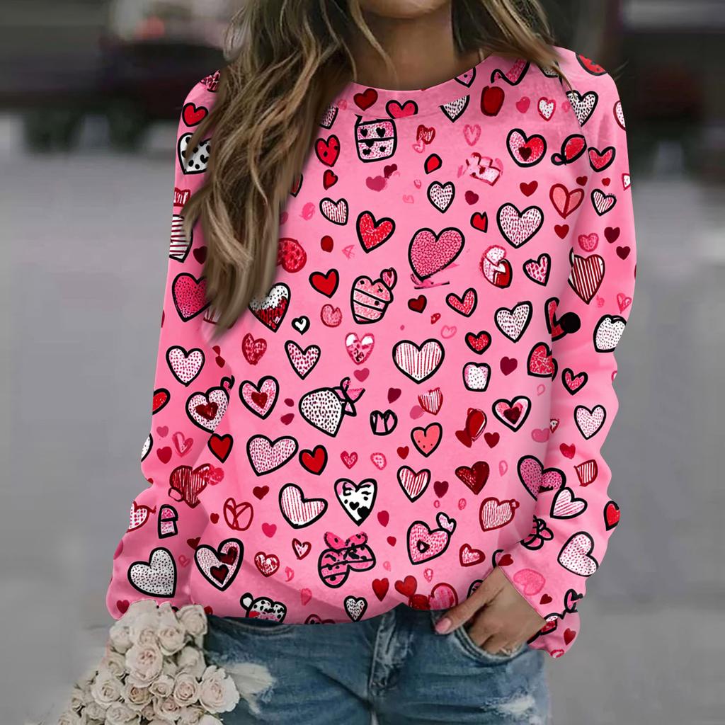 Women's Fashion Casual Long Sleeve  Printed Neck Sweatshirt Top