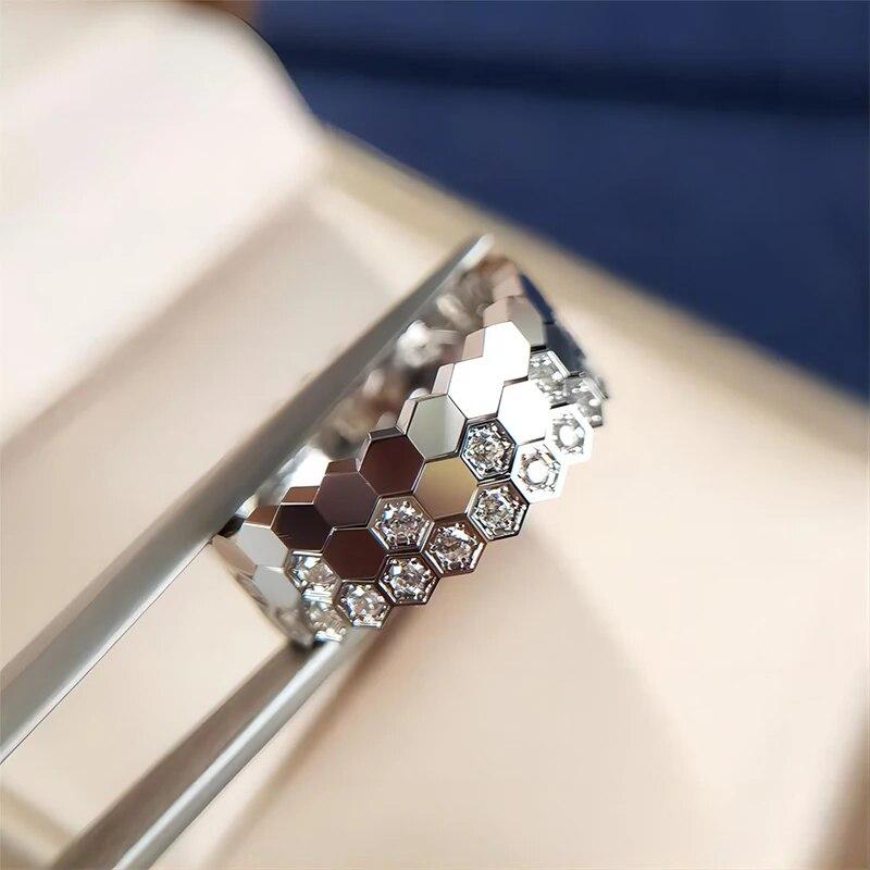 New Fashion 3 PCs Honeycomb Rings Set For Women Round Zircon Rose Gold Color Finger Ring Wedding Engagement Zircon