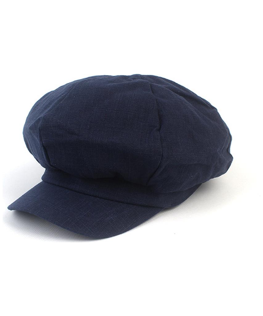 Yunibeosyeolkemiseuteuli Linen Navy Loose Fit Newsboy Cap