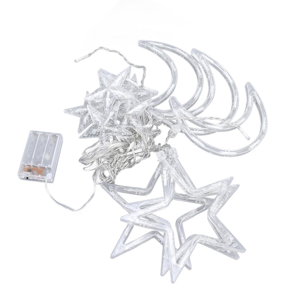 Star Moon Curtain String Lights Romantic Ambience 2 Lighting Modes 126 LED Ramadan Curtain Lights