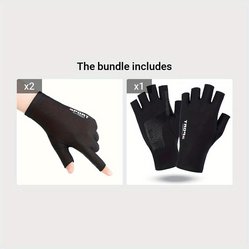 4pair of men's performance breathable quick drying exposed fingers anti slip sunscreen suitable for cycling and fishing