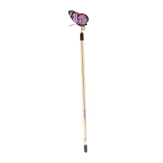 Juguete telescópico con forma de palo para gatos, con cascabel, interactivo y retráctil, con forma de mariposa, divertido juguete para gatos de interior